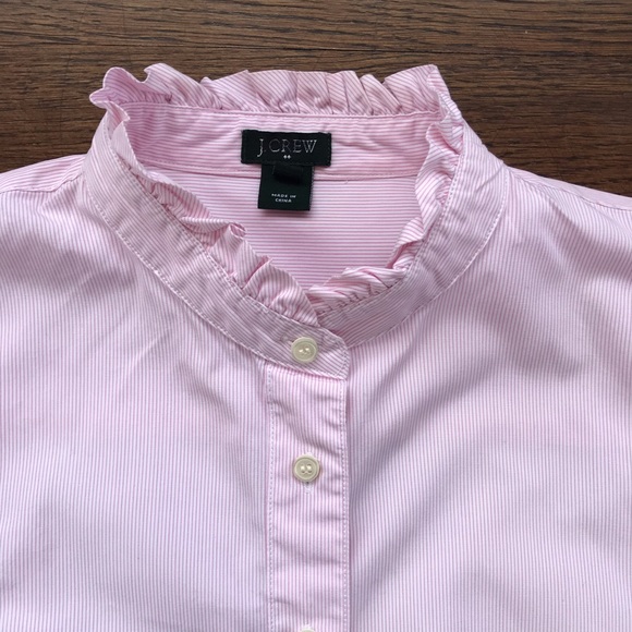 J. Crew Pink Button Down with Ruffles - Picture 3 of 8